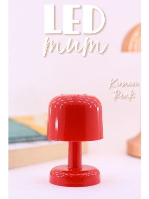 LED Mum Iskandinav Tip Pil Dahil Dumansız Alev Ledli Yapay Dekoratif Mum Dekor Işığı Kırmızı PT427