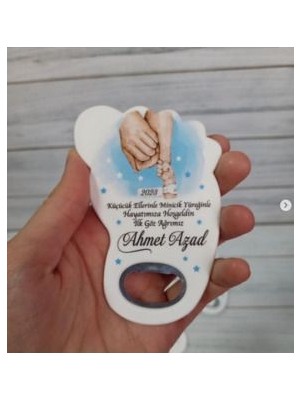 Onura Tasarlat 25 Adet Ayak Magnet Açacak Yeni Doğan, Doğum Günü, Sünnet, Nişan, Söz, Mavi Elli Desen