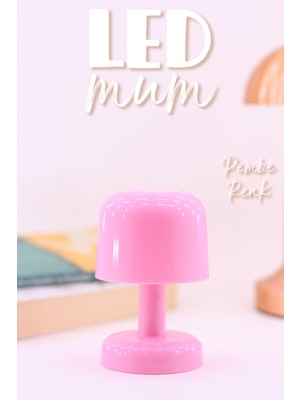 LED Mum Iskandinav Tip Pil Dahil Dumansız Alev Ledli Yapay Dekoratif Mum Dekor Işığı Pembe PT427