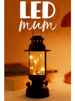 LED Mum Kamp Lambası Tipi Pil Dahil Dumansız Alev Ledli Yapay Dekoratif Mum Dekor Işığı Siyah PT437