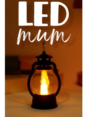 LED Mum Mini Kamp Tipi Pil Dahil Dumansız Alev Ledli Yapay Dekoratif Mum Dekor Işığı Siyah PT430