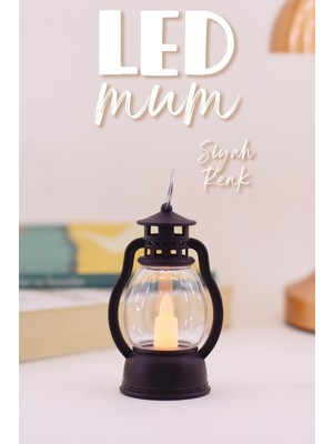 LED Mum Mini Kamp Tipi Pil Dahil Dumansız Alev Ledli Yapay Dekoratif Mum Dekor Işığı Siyah PT430