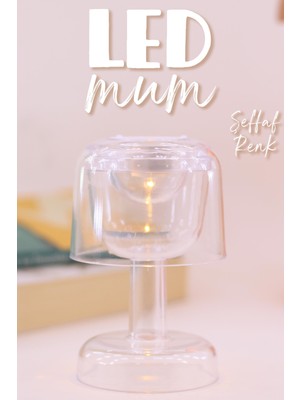 LED Mum Iskandinav Tip Pil Dahil Dumansız Alev Ledli Yapay Dekoratif Mum Dekor Işığı Şeffaf PT428