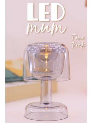 LED Mum Iskandinav Tip Pil Dahil Dumansız Alev Ledli Yapay Dekoratif Mum Dekor Işığı Füme PT428