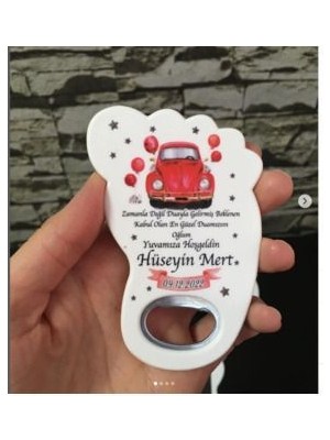 Onura Tasarlat 20 Adet Ayak Magnet Açacak Yeni Doğan, Doğum Günü, Sünnet, Nişan, Söz, Kırmızı Araba Temalı