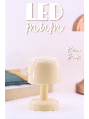 LED Mum Iskandinav Tip Pil Dahil Dumansız Alev Ledli Yapay Dekoratif Mum Dekor Işığı Krem PT427