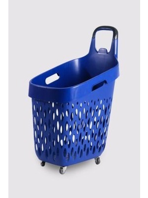 Tekerlekli Market Sepeti  Tekerlekli Alışveriş Sepeti Siyah Saplı  73 Lt Mavi