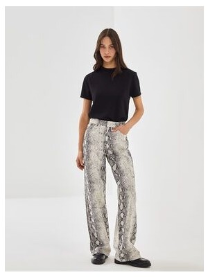 Lcw Straight Fit Desenli Kadın Jean Pantolon