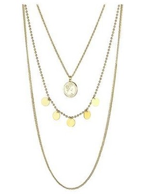 Madalyon ve Pul Dizi Üçlü Kolye