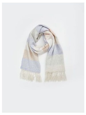 Renk Bloklu Saçaklı Kadın Atkı