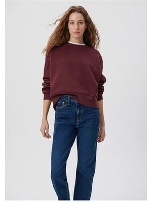 Bisiklet Yaka Bordo Sweatshirt 8816126-71880