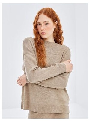 Bisiklet Yaka Kadın Triko Kazak