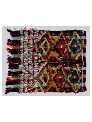 94x105 cm Çok Renkli El Dokuması Eski Kilim, Geleneksel Duvar Askısı, Dekoratif Eski Kilim