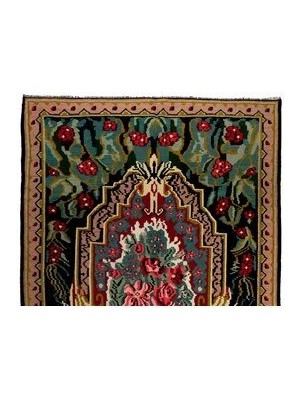 200X318 cm Türünün Tek Örneği Eski Duvar Askısı, Çiçekli Kilim, El Dokuma Moldova Kilimi, %100 Yün