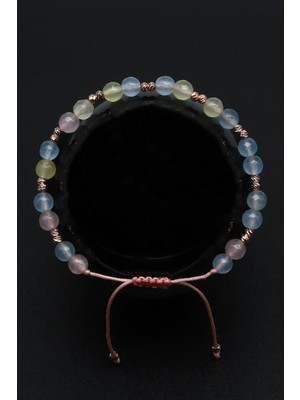 Yeşim Doğal Taş Makrome Örme Bileklik Küre Kesim