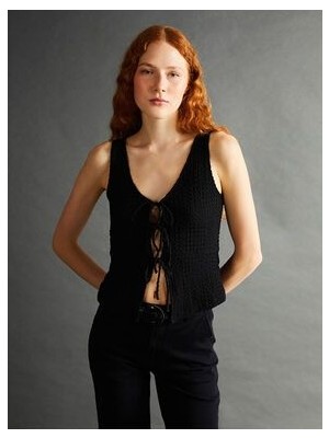 V Yaka Dokulu Kadın Bluz