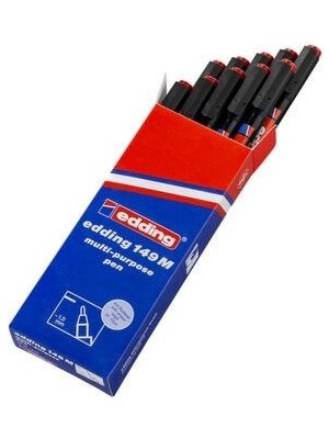 Edding 149 M Çok Amaçlı Asetat Kalemi - Permanent Kalem Silgili 1.0mm Kırmızı (10 Lu Paket)
