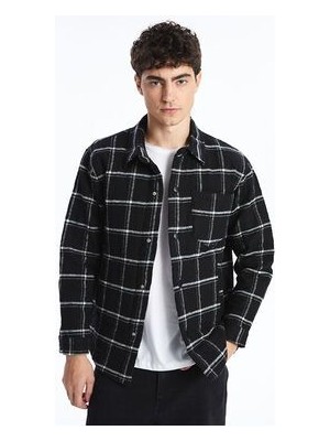 Regular Fit Uzun Kollu Ekose Erkek Gömlek Ceket