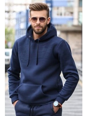 Erkek 3iplik Kapşonlu Mevsimlik Oversize Sweatshirt