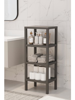 Mithra Life 4 Katlı Plastik Gri Banyo Mutfak Rafı MIT1051