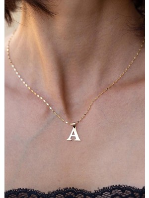 Bayar Gold 14 Ayar Altın A Harf Plaka Kolye