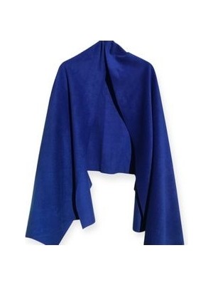 Saks Mavisi Kışlık Polar Omuz Şalı Yumuşak Dokulu Kalın Omuz Şal Atkı Cafe-Restaurant-Otel Şal