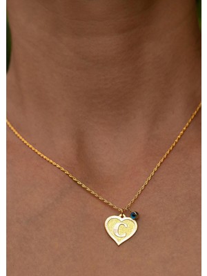 Bayar Gold 14 Ayar Altın C Harf Kalp Kolye