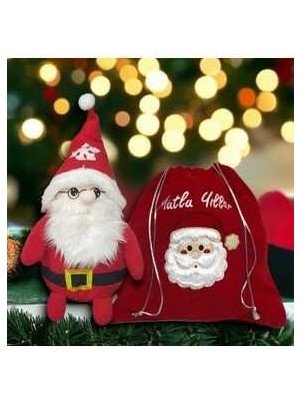 Sevgiliye En Güzel Hediyeler Çantalı Noel Baba 60 cm Yılbaşı Dekoru ve Peluş Oyuncağı 2li