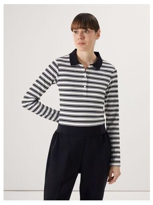 Lw - Polo Yaka Çizgili Kadın Tişört