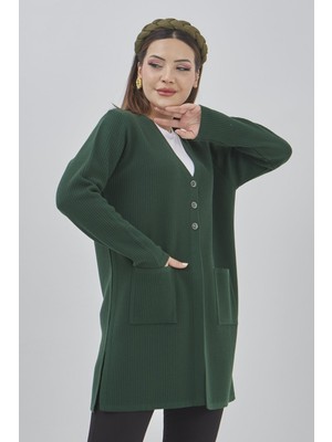 Fresh Moda Kadın Araboy Triko Hırka Esnek Likralı Akrilik Kumaşla Günlük Kullanıma Uygun Cepli