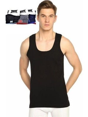 Erkek Karışık Renk Boxer Siyah Renk Ribana Atlet 6'lı Paket