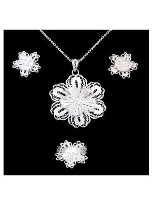 Kadın Midyat Telkari Gümüş Üçlü Set