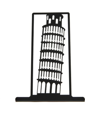 Evidea Deco Pisa Kulesi Metal Masa Süsü - Siyah - 17 x 4,5 x 23 x 5  cm