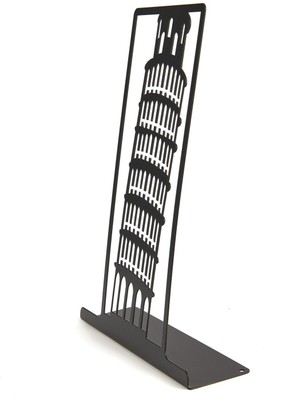 Evidea Deco Pisa Kulesi Metal Masa Süsü - Siyah - 17 x 4,5 x 23 x 5  cm