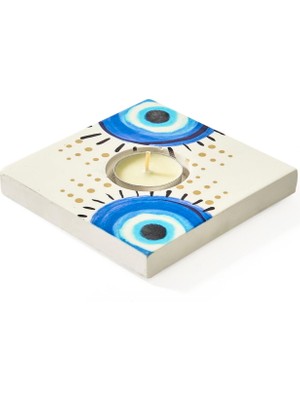 Evidea Deco Totemic Tealight Mum ve Mumluk - Renkli - 10X10 cm