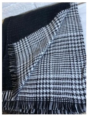 Çift Taraflı Ekoseli Yünlü Kışlık Omuz Şalı