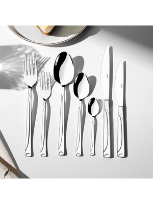 Nehir Fiesta Sade 12 Kişilik 84 Parça Çatal Kaşık Bıçak Takımı Gümüş Çelik Malzeme ile Şık Tasarım