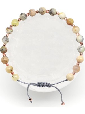 Opal Doğal Taş Makrome Örme Bileklik Küre Kesim