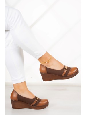 Erkan Saçmacı Blake Taba  Deri Dolgu Topuklu Streç Günlük Ayakkabı