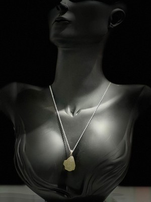 Sertifikalı Orijinal Işlenmemiş Doğal Taş Limon Kuvars Kolye