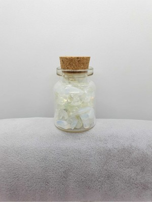 Sertifikalı Tüp Şişelerde Kırık Doğal Taşlar (Opal Taşı Delikli) 4 x 2cm Büyük Boy