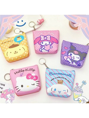 Hello Kitty Karikatür Baskı Bozuk Para Cüzdanı Kuromi Kadın Mini Kart Tutucu Küçük Cüzdan Kılıfı Saklama Çantası Kawaii Kız Pu Çanta Debriyaj Yurt Dışından