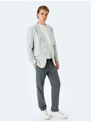 Koton Slim Fit Pamuk Karışımlı Cep Detaylı Mono Yaka Blazer Ceket