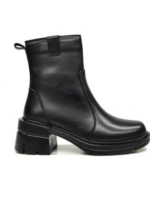 Kadın Hakiki Deri Topuklu Fermuarlı Bot