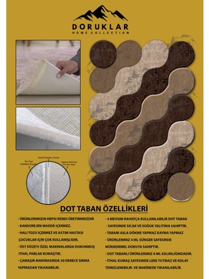 Doruklar Home Collection Kaymaz Taban Yıkanabilir Dijital Baskı Dekoratif Modern Desenli Elegance Serisi Lazer Kesim Dot Taban Halı ELG40