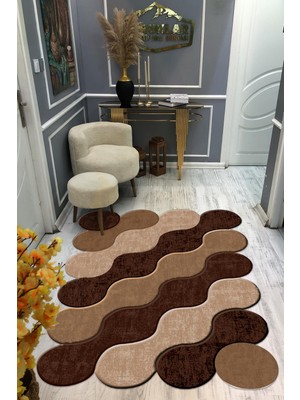 Doruklar Home Collection Kaymaz Taban Yıkanabilir Dijital Baskı Dekoratif Modern Desenli Elegance Serisi Lazer Kesim Dot Taban Halı ELG40