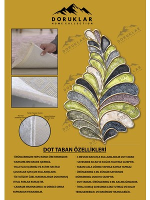 Doruklar Home Collection Kaymaz Taban Yıkanabilir Dijital Baskı Dekoratif Modern Desenli Elegance Serisi Lazer Kesim Dot Taban Halı ELG21