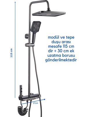 Oxy Aqua Dijital LED Göstergeli Piyano Akıllı Lüks Duş Seti Şelale ve Yağmur Tepe Duş Seti