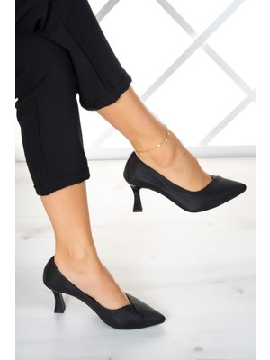 Amelia Siyah Saten Abiye Topuklu Ayakkabı