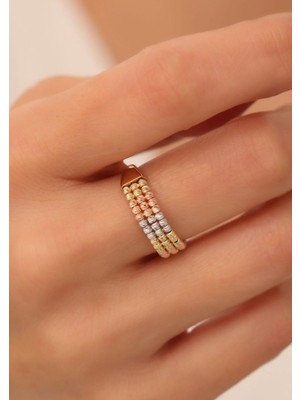 Bayar Gold 14 Ayar Altın Üç Sıra Dorika Yüzük